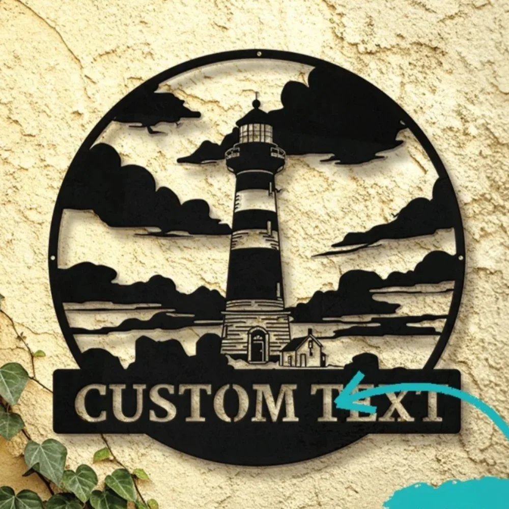 

Maritime - themed Custom Metal Emblem Monochrome Lighthouse Seaside Villa Design Dual use Decoration, Transforming Spaces