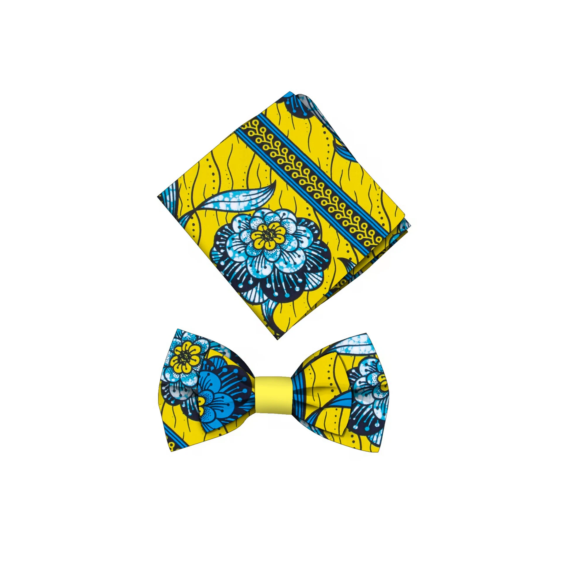New African Print Bow Tie and Kerchief for Men Bohemia Cotton Print Fabric Gifts for Men Jewelry SP077