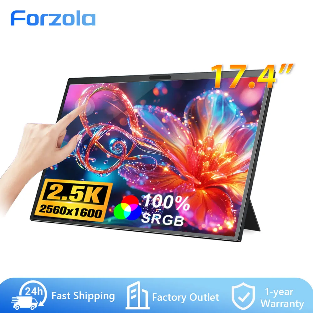 FORZOLA 4K 14/15.6/17.4 Inch Portable Monitor 2560x1600 Secondary Screen PC Gaming Display HDMI USB C for MAC Laptop Xbox PS 4 5