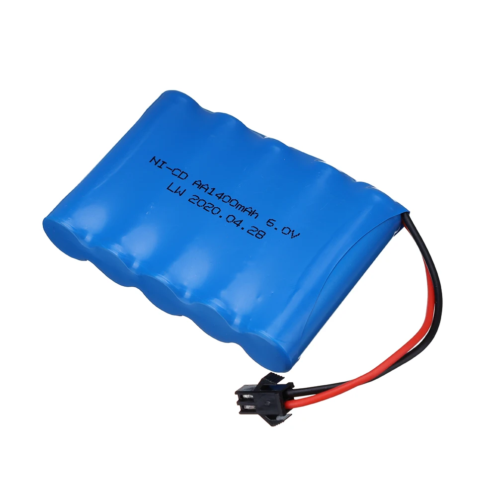 RC 장난감용 NICD 배터리 팩, 자동차 보트 로봇 탱크 건 부품, Ni-CD AA, 700mAh, 6.0V 충전식 배터리 팩, SM 플러그, 1400mAh, 6V