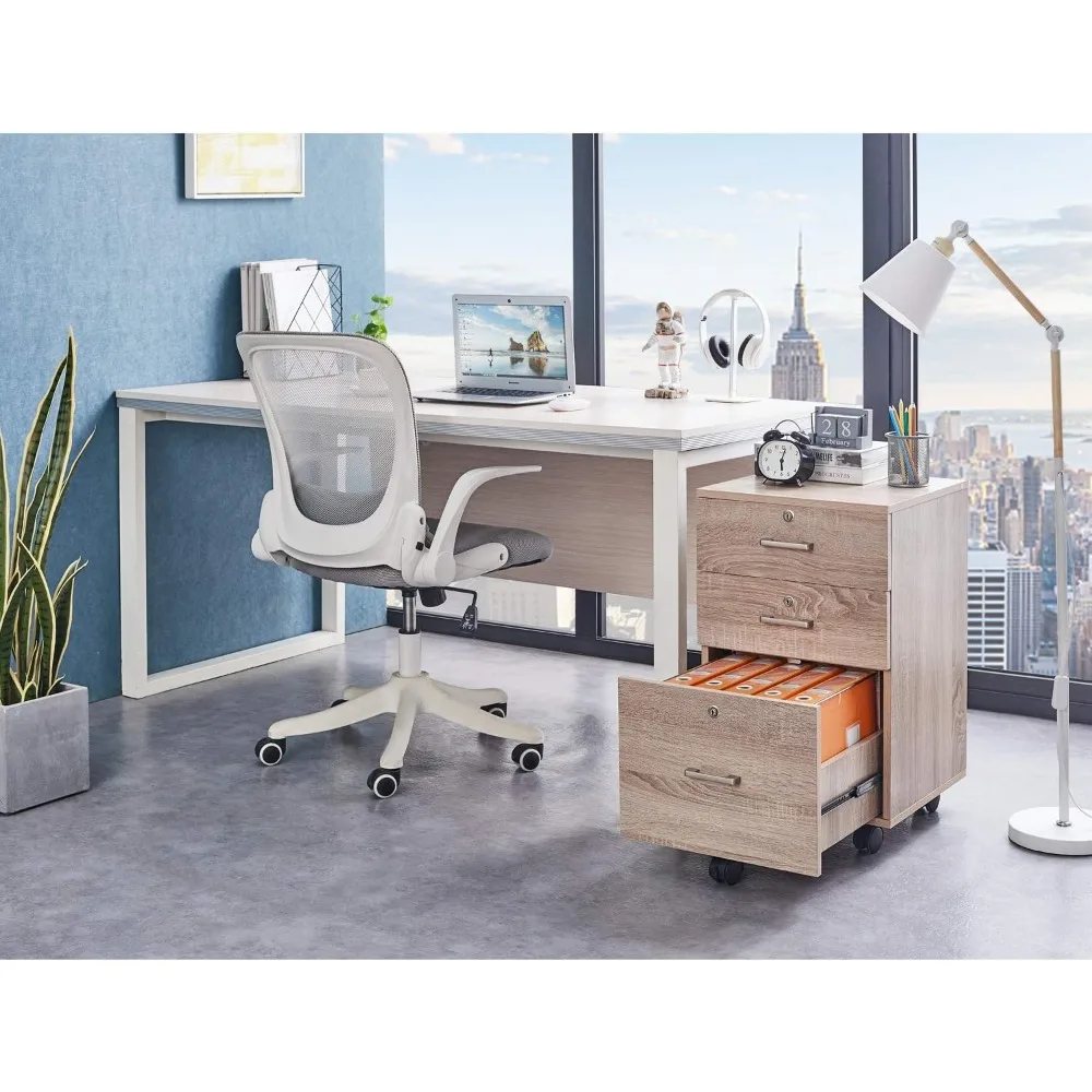 3-Drawer Rolling Lockable File Cabinet, Mobile Wooden Storage for Home Office Desk, Secure Filing Solution