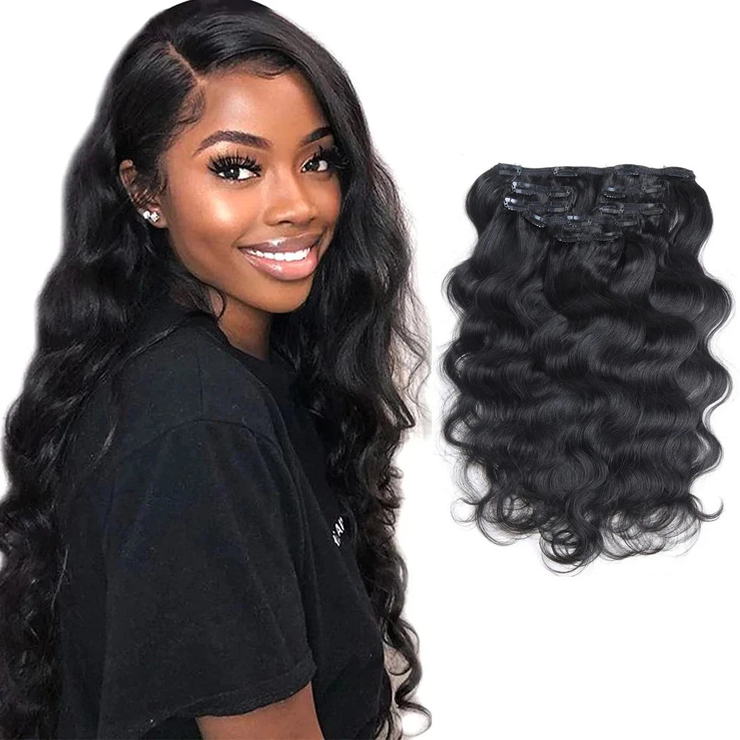 Rebecca Hair Body Wave 7Pcs Clip In Human Hair Extensions Brazilian Natural Color Hair Full Head Sets Remy Hair Extension