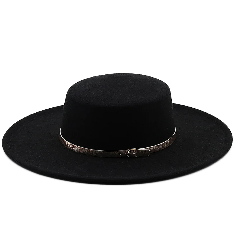 Felt Fedoras Hat For Women 9.5CM Wide Brim Church Derby Top Hat With Bow Laddy Panama Solid Artificial White Wool Blend Jazz Cap