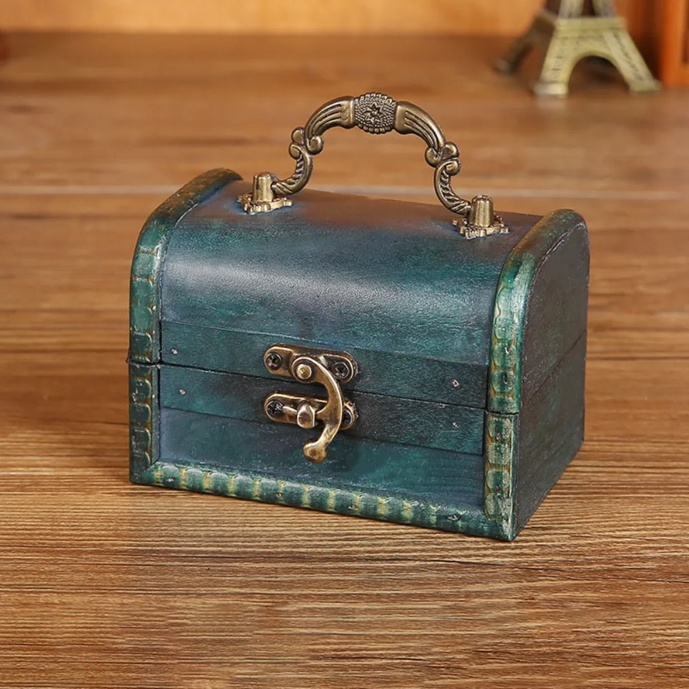 

Чемодан, деревянный антикварный ящик для хранения, большой емкости, ретро, винтажный органайзер для ювелирных изделий, портативный многофункциональный декоративный ящик для сокровищ