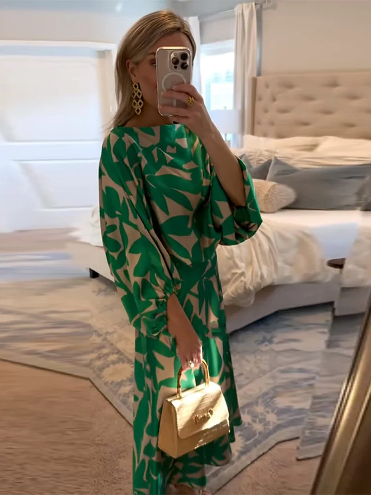 Gedruckt Frauen Rock Anzug Zwei Stück Set Runde Kragen Puff Sleeve Shirt Hohe Taille Röcke Weibliche Sommer Dame Urlaub Outfit