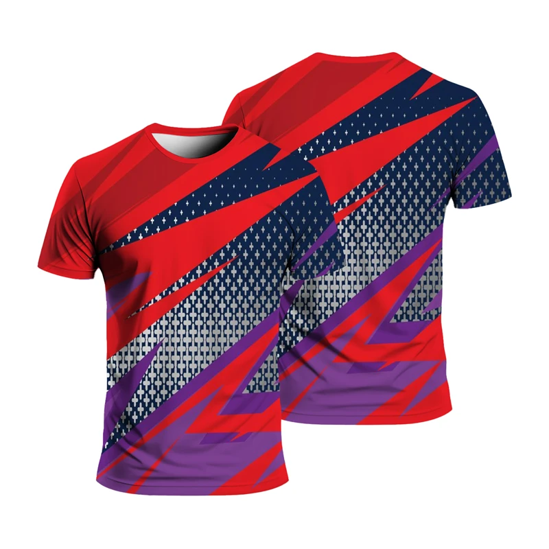 

Running Sports T-shirt 3D Printing Striped Pattern For Men Kids T Shirt 2024 Fashion Summer Breathable Loose Outdoor Tee Shirts