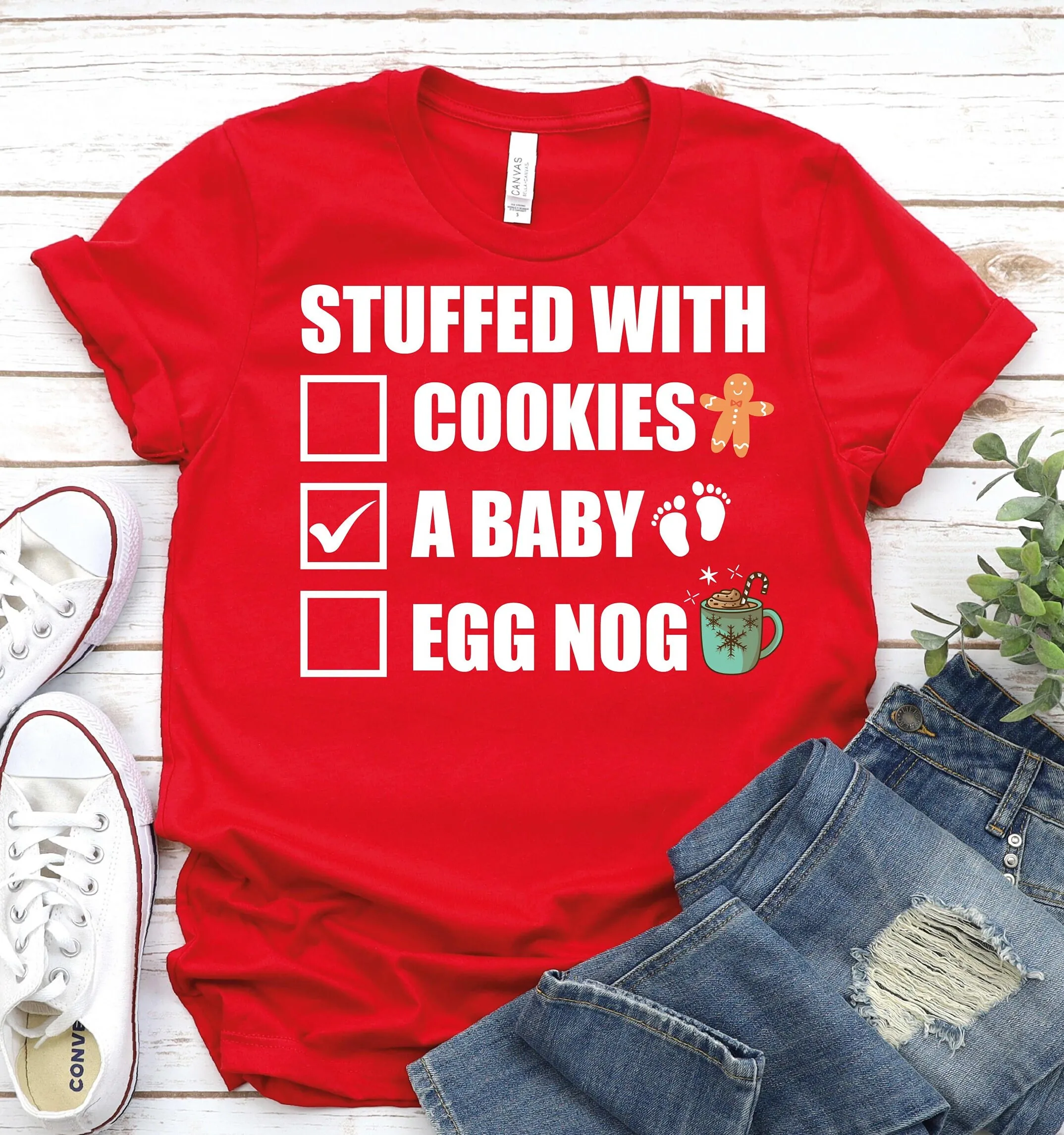 Funny Christmas Pregnancy T Shirt Announcement Baby Maternity Pregnant