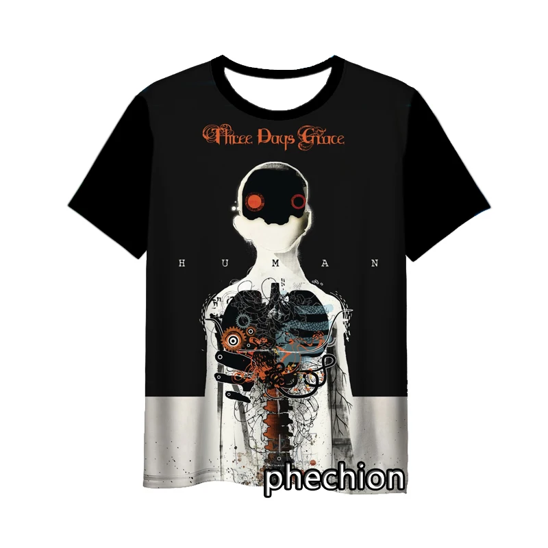 phechion New Fashion Men/Women Three Days Grace Band 3D Print Short Sleeve T-Shirt Casual Hip Hop Summer T Shirt Tops S200