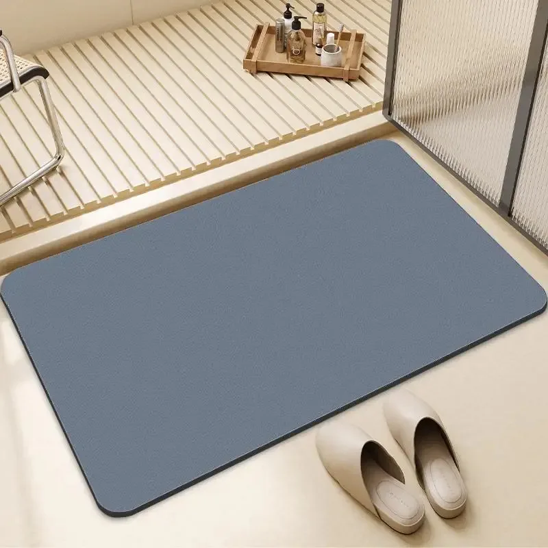 Alfombra de Baño de Diatomita Verde VIKAMA, Antideslizante, de Secado Rápido, Alfombra de Ducha con Alta Absorción de Agua, para Decoración del Hogar