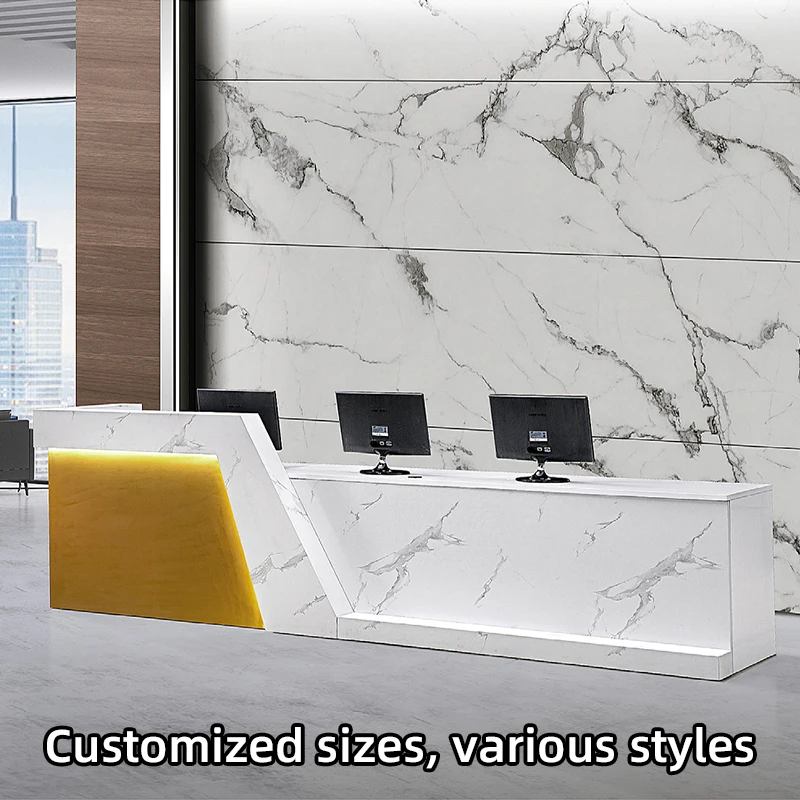 Comptoir de réception minimaliste moderne, mobilier de bureau réglable pour hôtels, Salons de beauté et bureaux, matériau en pierre, 1021