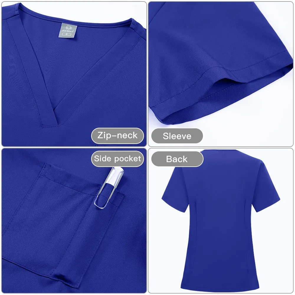

Unisex Scrubs Set Short Sleeve Uniform for Doctors Nurses Pet D-ental Care