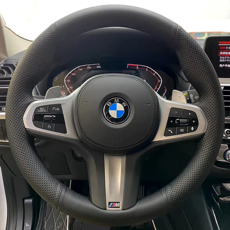 자동차 핸들 커버 인조 가죽, BMW G30 530i 525i 530d M550d M550i G02 X4 2018 F90 M5 G01 X3 M40i 액세서리 