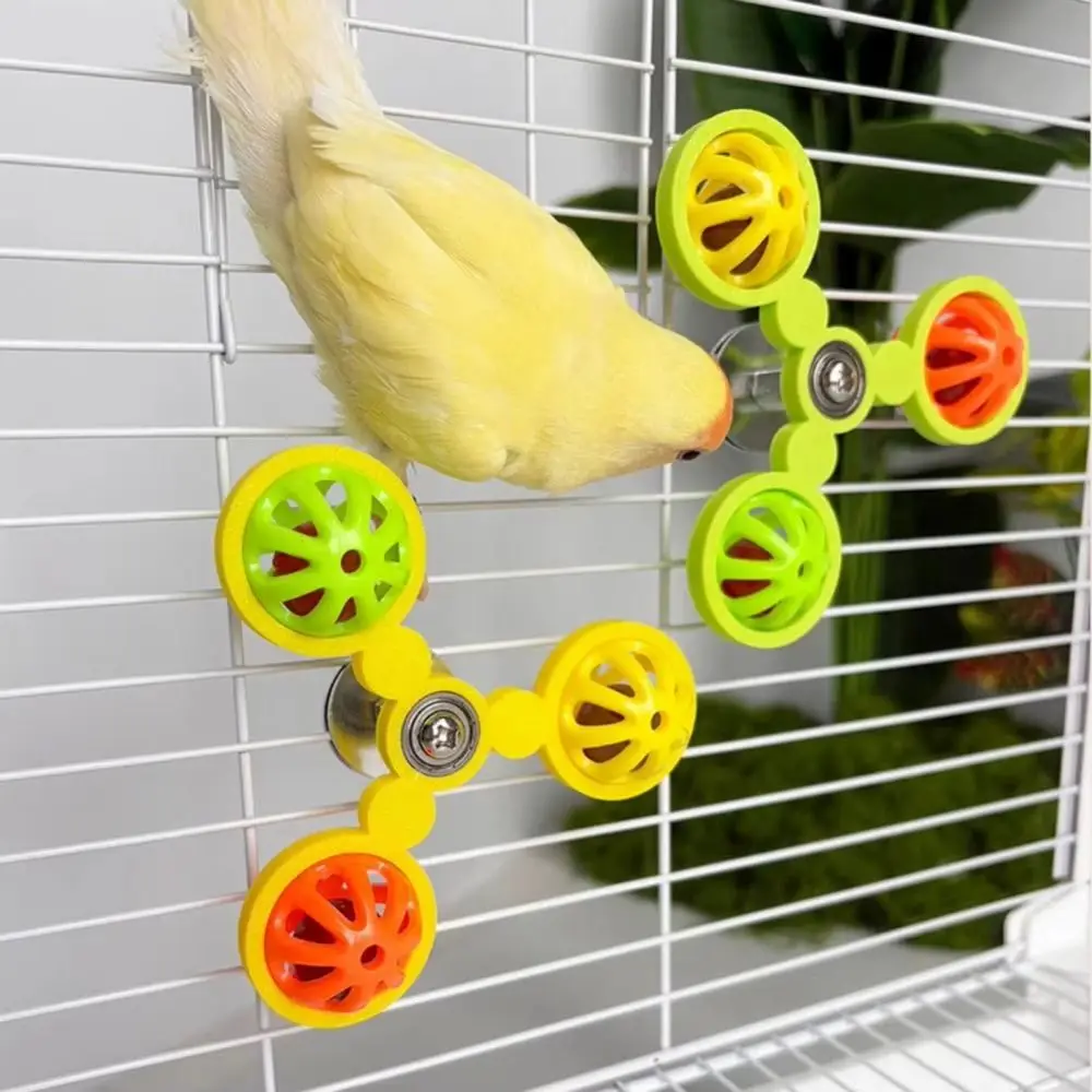 

Chewable Bells Parrot Wheel for Chewing Beak Grinding Easy Installation Colorful Parrot Spinner Interactive Multipurpose