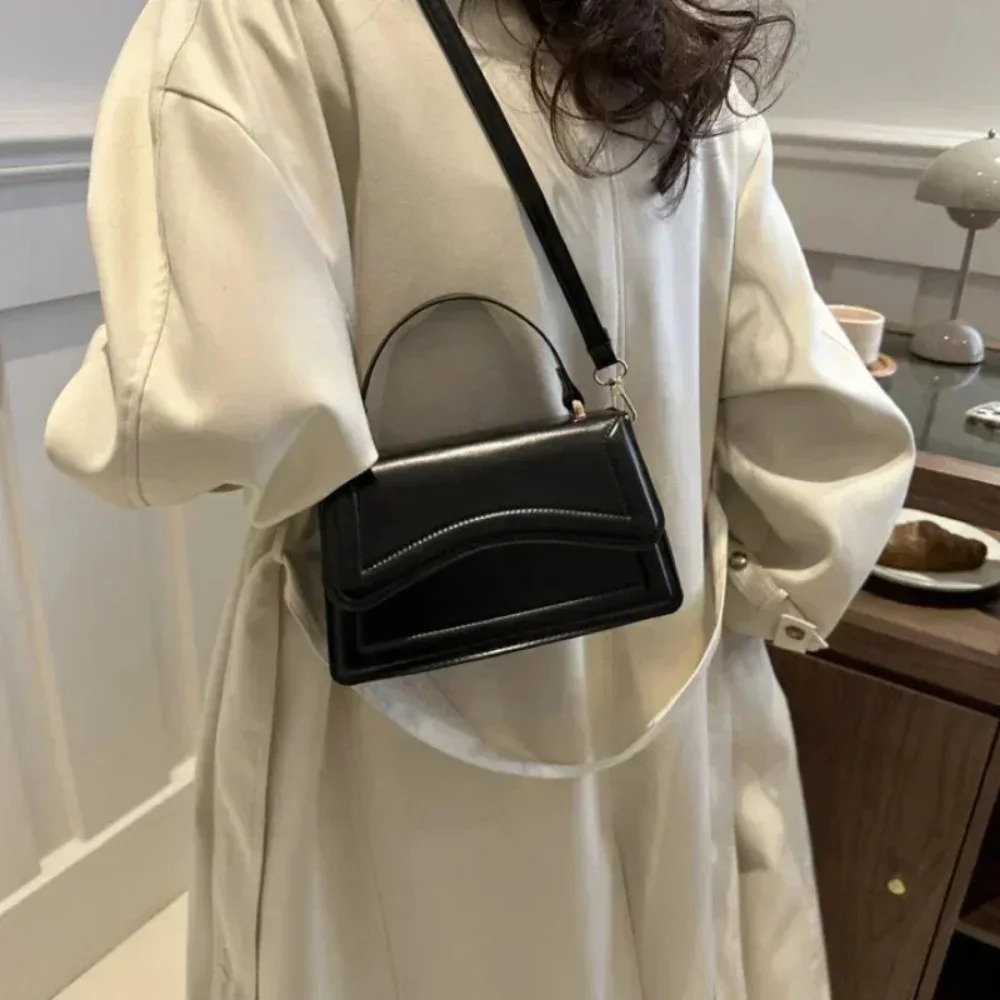 High Quality PU Leather Handbag Purse Women's Bag Solid Color Shoulder Crossbody Bags Lady Messenger Small Tote for Women Girls image 3