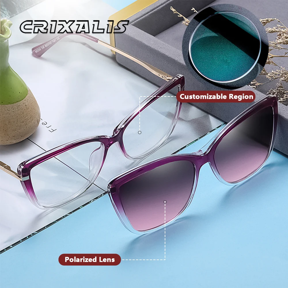 

CRIXALIS Fashion Cat Eye Prescription Glasses Frames Women Trend Anti Blue Light Prescription Custom Eyeglasses Female UV400