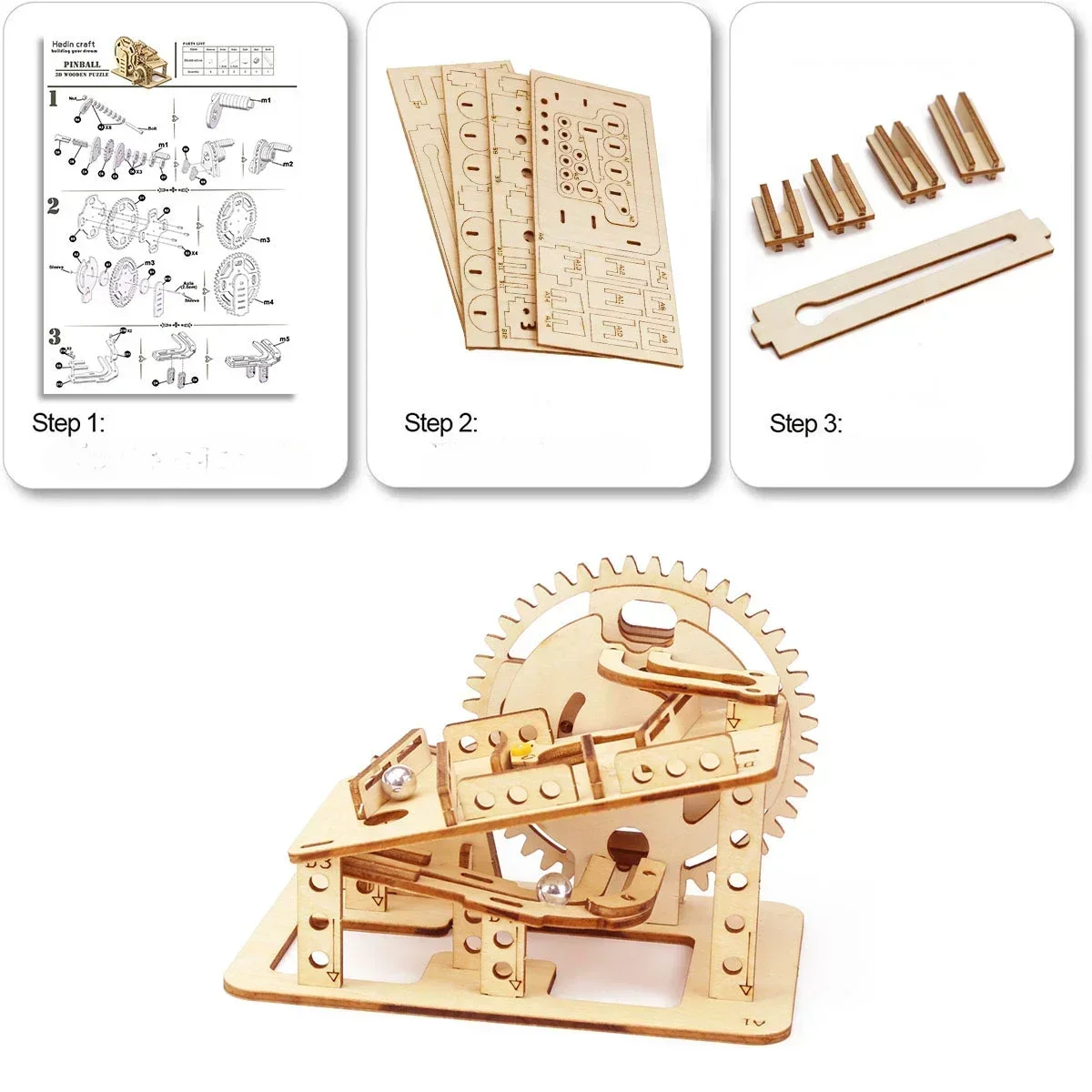 3D Holz Marmor Run Labyrinth Puzzles Spielzeug Kits Kinder Mechanische Montage Baumodelle Set zum Bauen DIY für Teenager Erwachsene