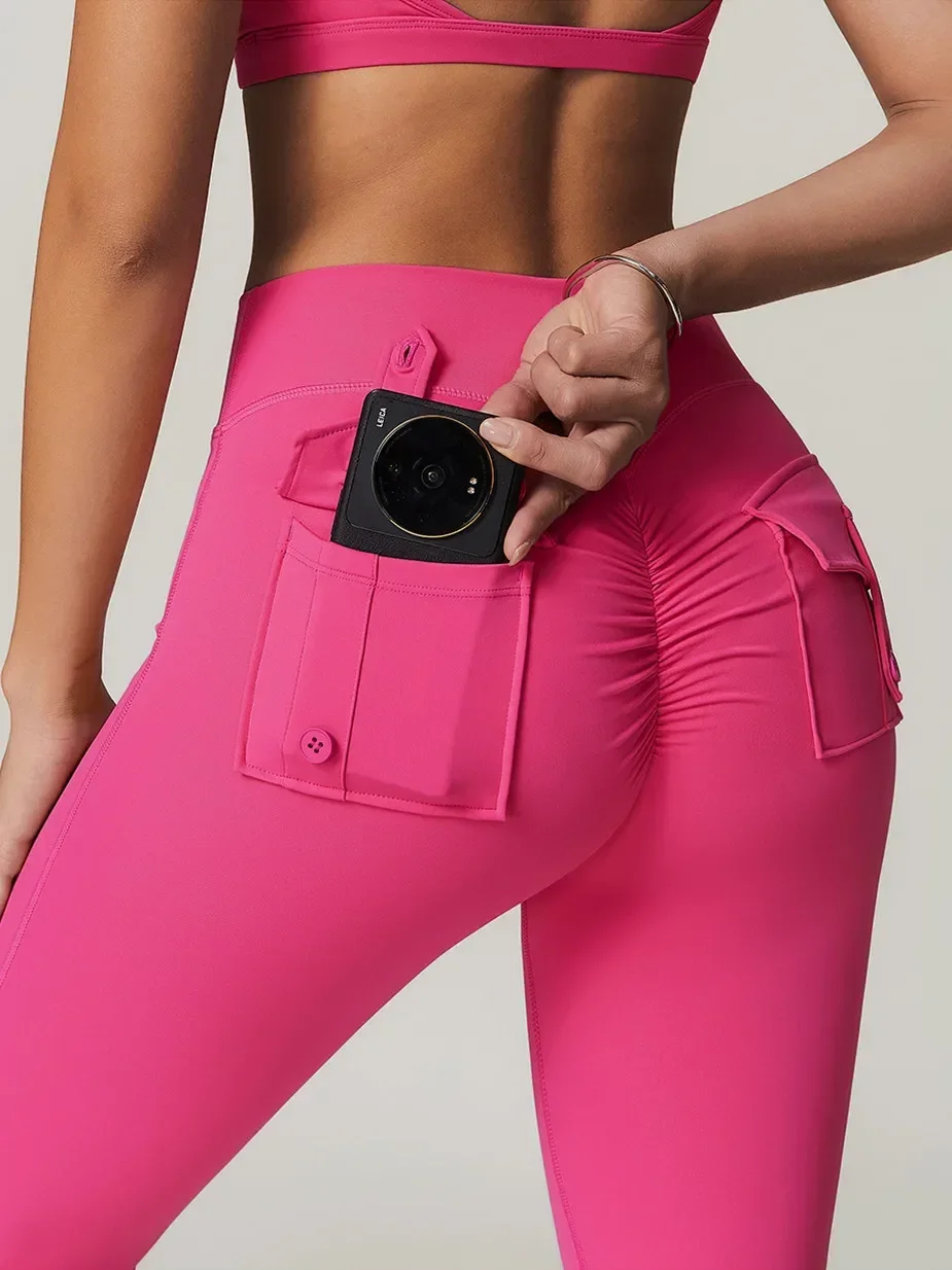 

Tight High Waist Yoga Leggings Women Fitness Sport Pants Running Cycling Tights Sportswear Hole Out Pocket Workout Gym Leggings