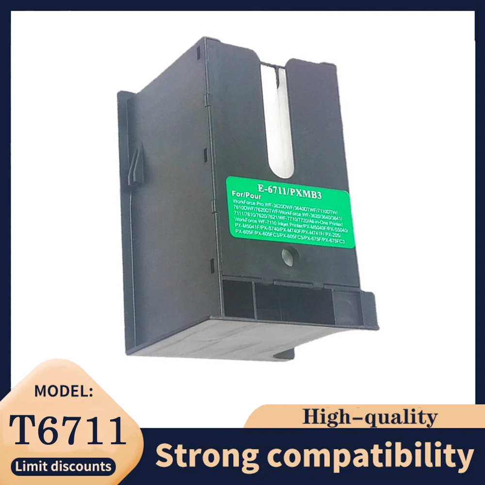 Caja de mantenimiento T6711 E-6711 para impresoras Epson WF 7610 7620 7720 7110 7210 7510 7615 7710 7715 3010 3520 3530 3540 3620 3640