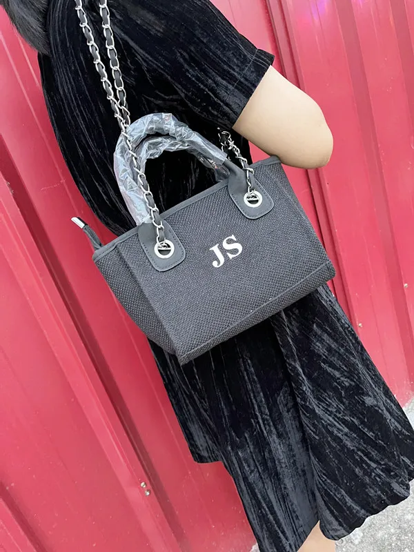 Personalised Shoulder Tote Bag, Women's Handbag, Beach Bag, custom Hand Bag, Canvas Bag, Gifts For her, Chain tote bag