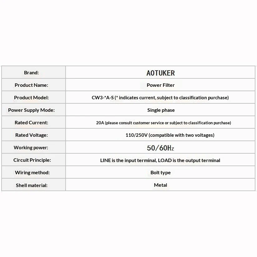 EMI Power Filter 220V Single Phase Bolt Type Installation Small Size [CW3-3/6/10/20A-S]
