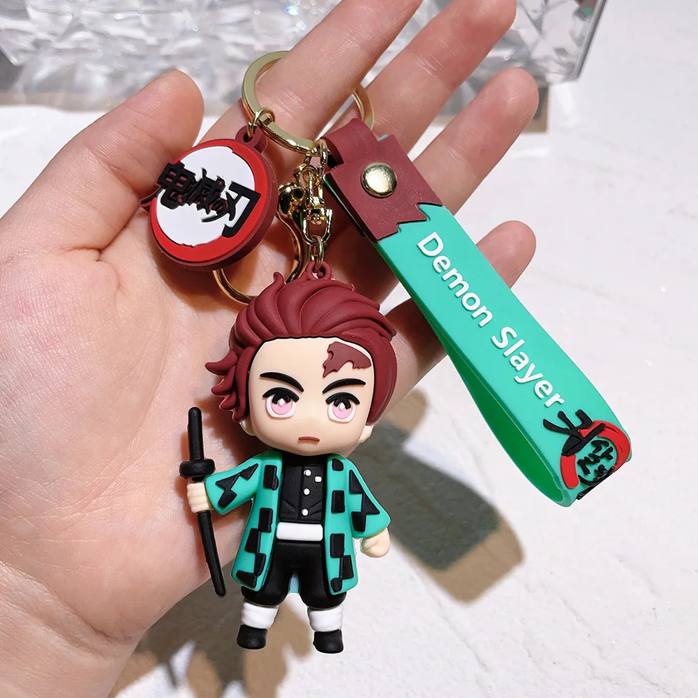Anime Demone Slayer 3D Bambola di Silicone Portachiavi di Moda Kimetsu No Yaiba Personaggio Borsa Decor Ciondolo Portachiavi Auto Ventole Regalo Gioielli