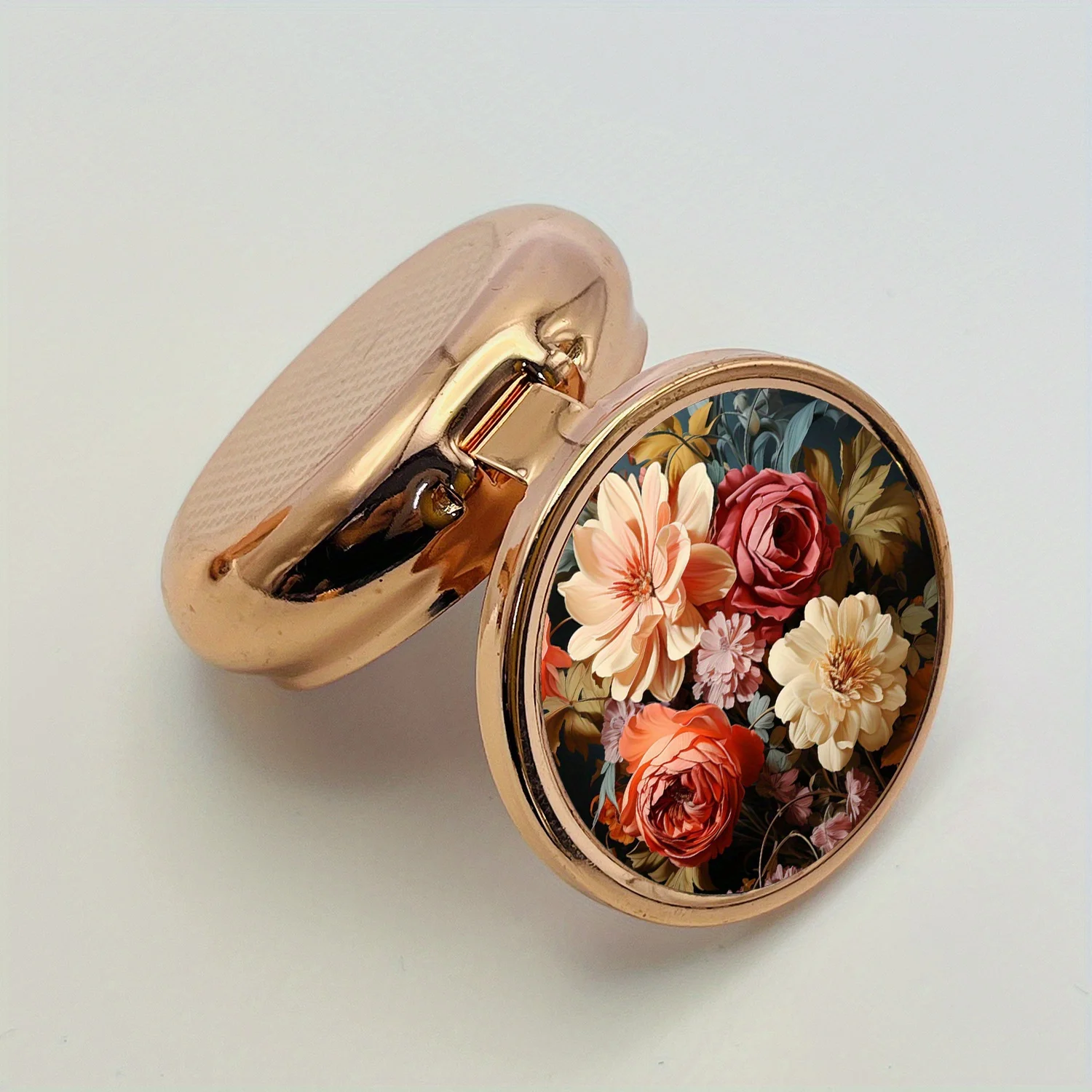 Floral Embossed Pill Box - Three-Compartment Metal Portable Model, a Convenient Organizer for Vitamins and Medicines, a Delicate and Portable Gift