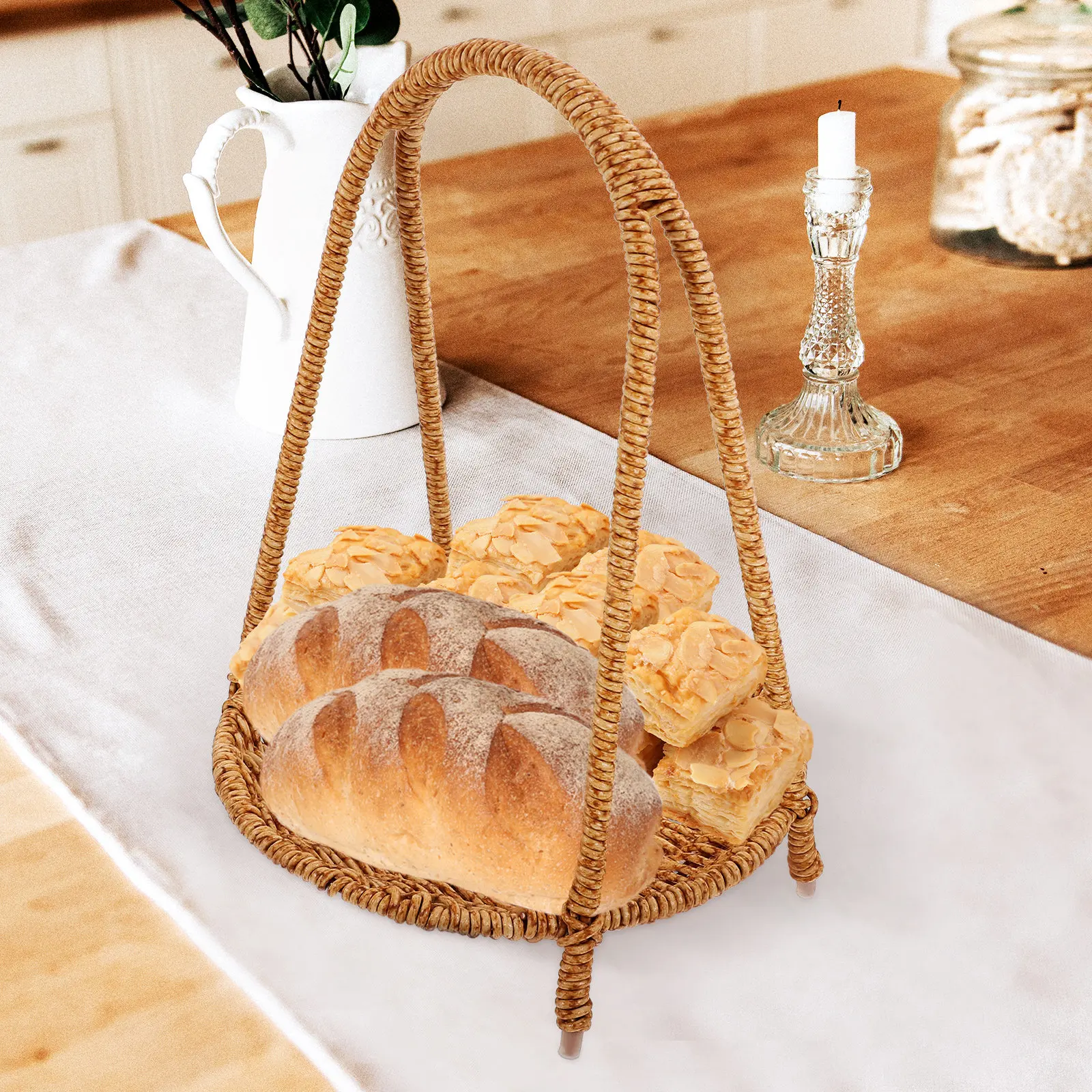 

Поднос для закусок из железа и полипропилена для дома, офиса, кофейного столика, сервировки десертов, хлеба, фруктов, декоративный, в ретро-стиле, многофункциональный