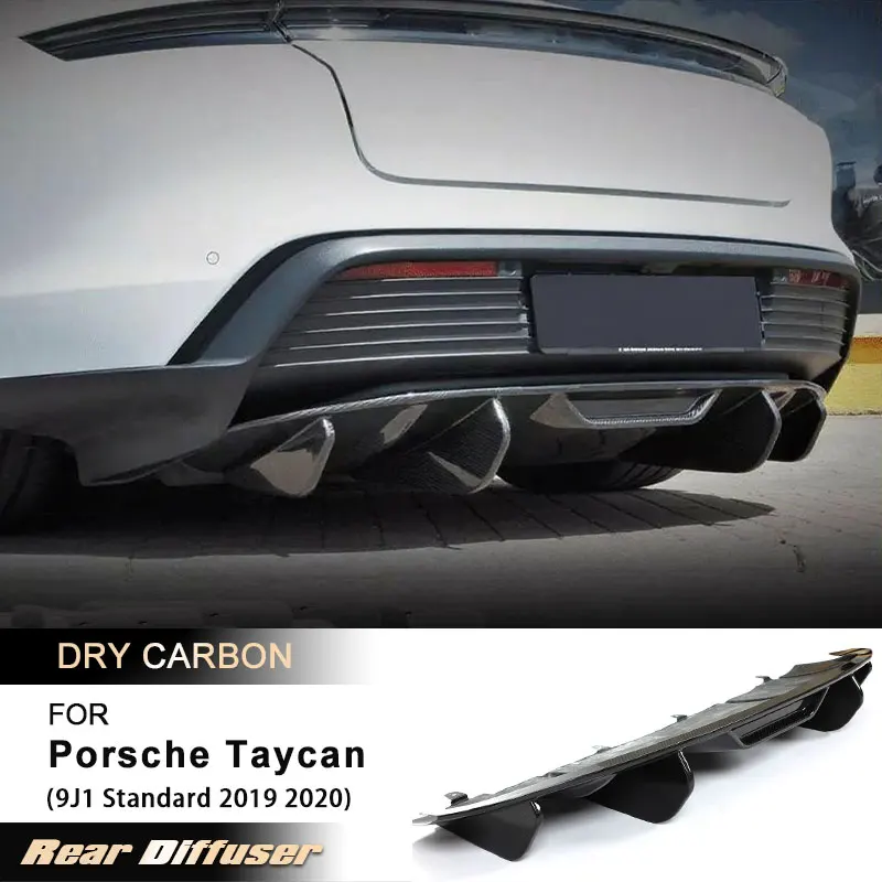

Car Rear Bumper Diffuser Lip Spoiler for Porsche Taycan 9J1 Standard 2019 2020 Racing Rear Apron Lip Body Kit Prepreg Dry Carbon
