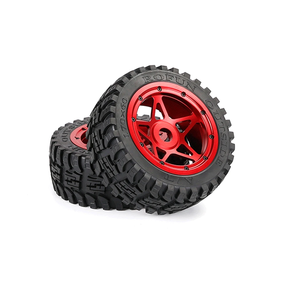 Rofun baha All Terrain Front 170x60 or Rear 170x80 + Alloy Wheel Hub Complete Tires 2pc for 1/5 Hpi Kingmotor Rovan Baja 5b Ss