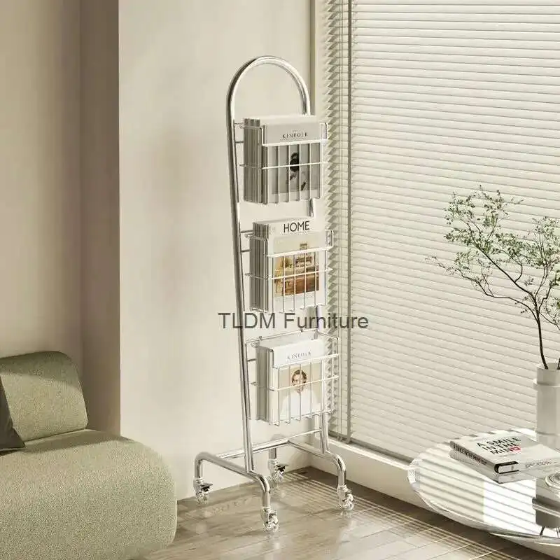 

Metal Craft Study Bookshelf Magazine Newspaper Rack Bedroom Book Storage Rack Home Children's Bookshelf Racks Floor