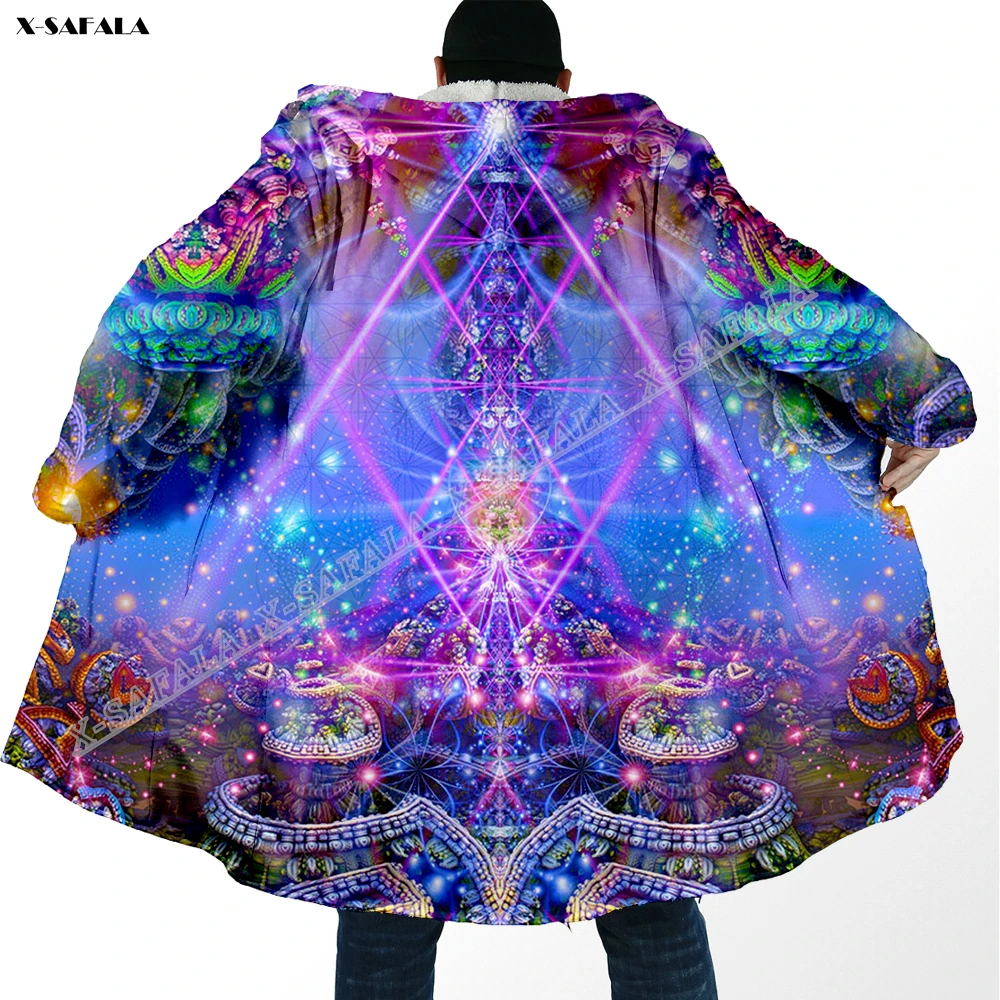 

Trippy Mantala Psychedelic Pattern 3D Printed Overcoat Hooded Blanket Coat Cape Robe Velvet Loose Men Female Cloak Windproof