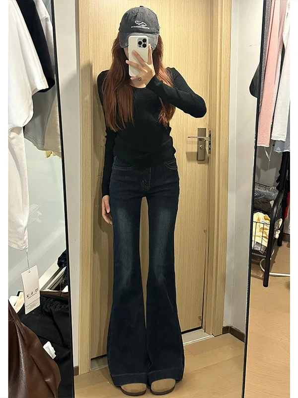 

Американские ретро-джинсы Bell Bot, женские, облегающие, длинные брюки с высокой талией, на молнии, износостойкие, свободного кроя, осенняя новинка