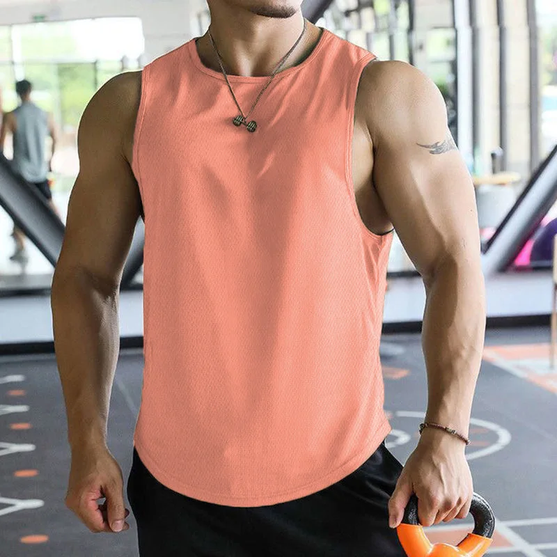 

2023Men's Bodybuilding Tank Top Man Gym Fitness Training Sleeveless Shirt Male Casual Skinny Vest Undershirt Summer Clothing