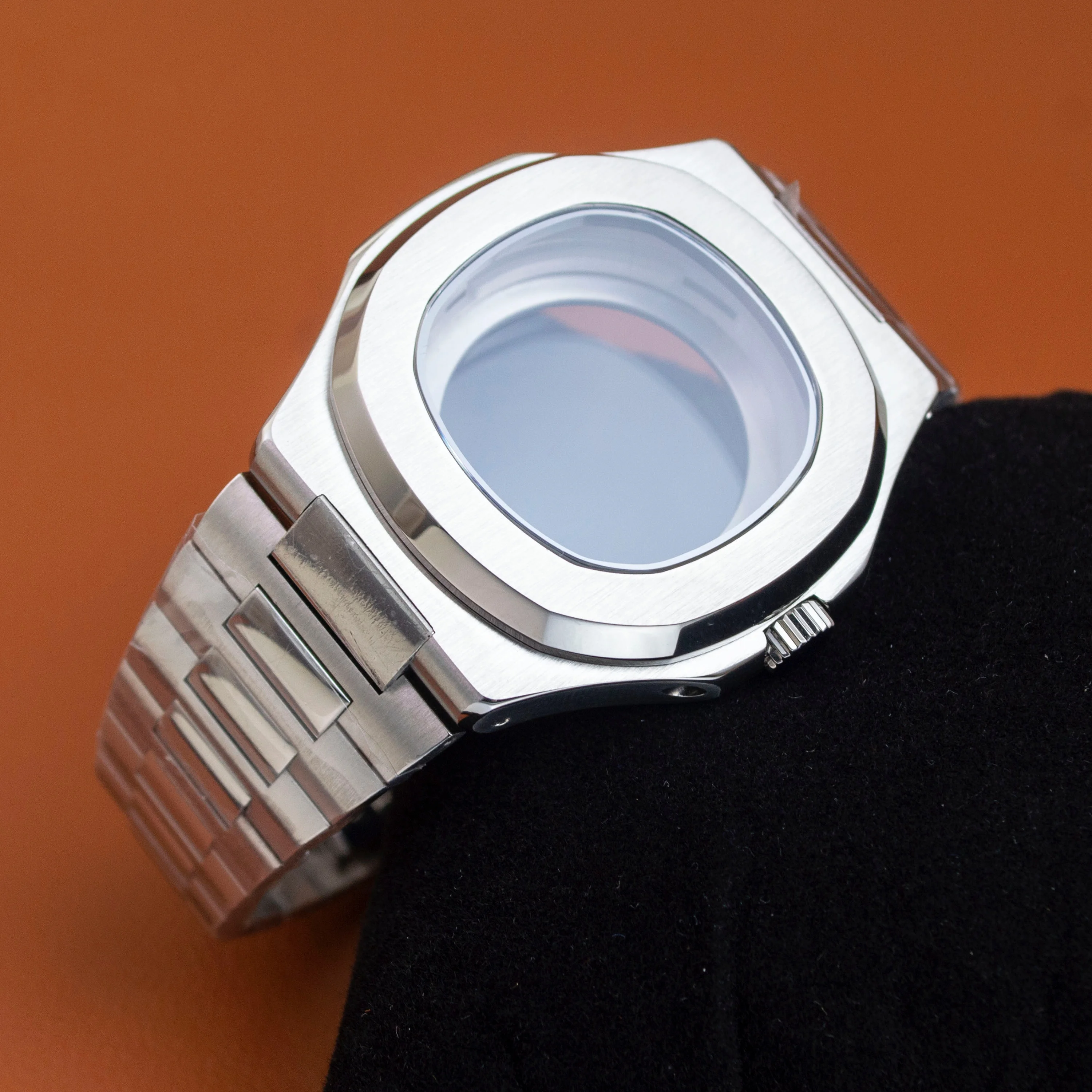 

For Nautilus Watch Case NH35 Watch Case 316L Stainless Steel 25mm Strap Sapphire Glass Case for NH35 NH36 NH38 Movement