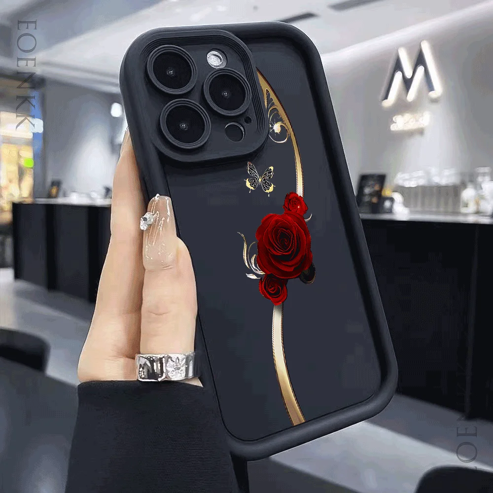 

Чехол для телефона Butterfly RoseProtect для iPhone 16 15 Pro Max 14 13 12 11 X XS 15 14 Plus 12 13Mini Shockproof soft Cover