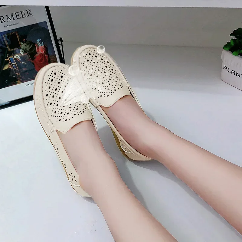 Women Flat Shoes Summer Beef Tendon Bottom Women\'s Loafers Trend Light Slip on White Casual Sneakers Hollow Out Zapatos Mujer88