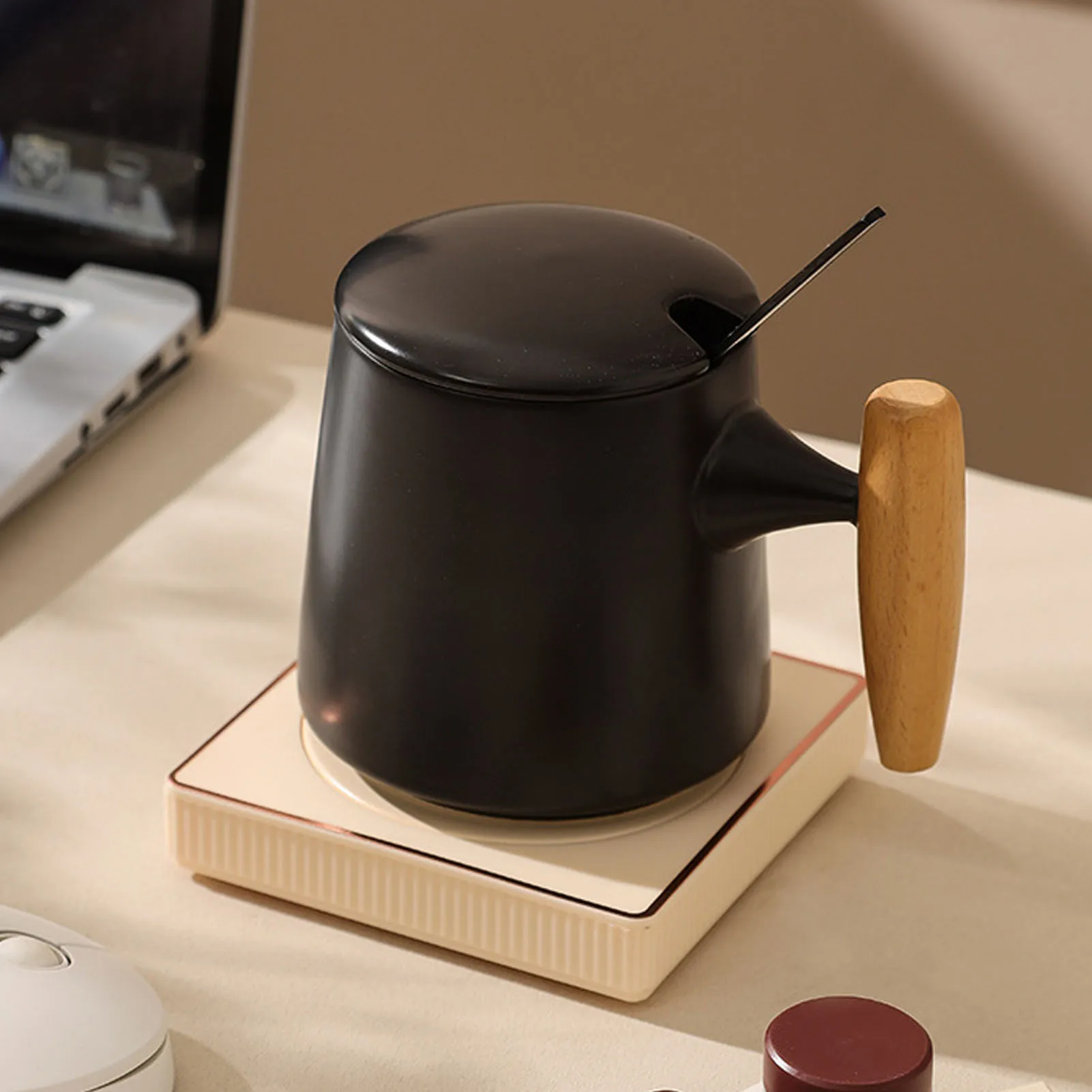 커피 머그잔 워머 컴팩트 향상된 맛 열 보존 홈 아파트 사무실 여행을위한 전기 컵 워머