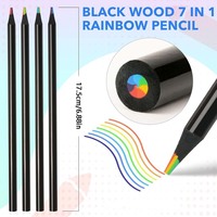 12PCS Wooden Colored Pencils, Seven Colors in One Rainbow Pencil, Suitable for Painting, Graffiti, Art Creation