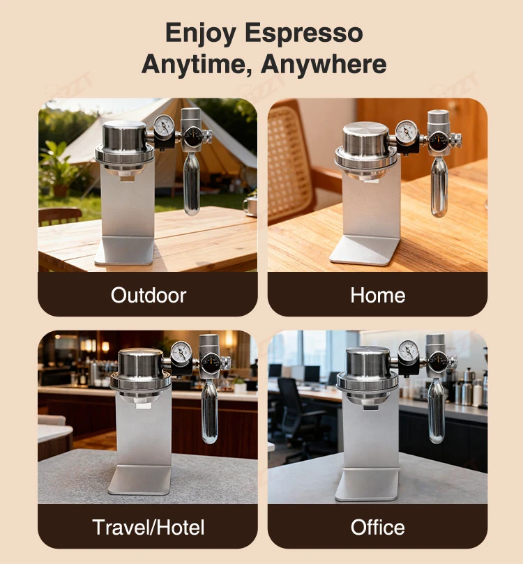 GZZT D001 58mm Manual Pneumatic Coffee Maker Portable Espresso Machine with 1-16 Bar Pressure Gauge for Travel Kits Non-Electric