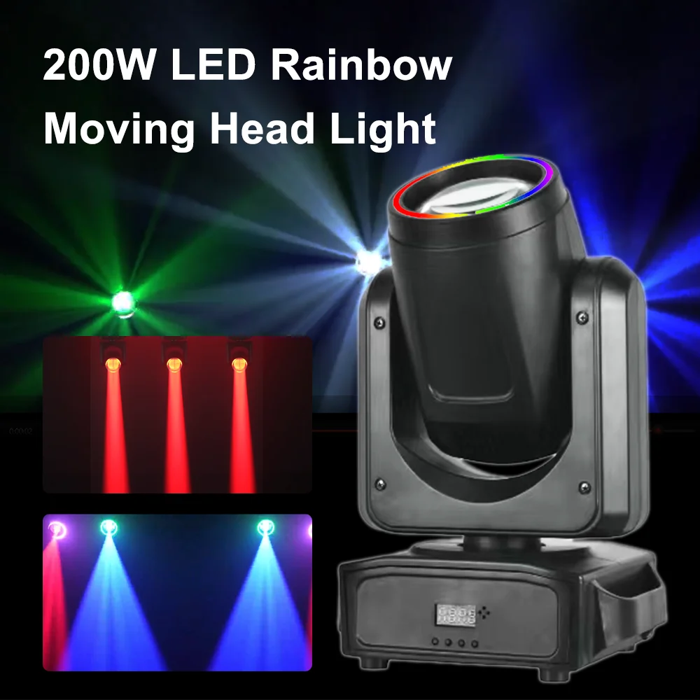 

200 Вт светодиодный радужный движущийся головной светильник с эффектом призмы 6 + 12 DMX512 для DJ, дискотеки, вечеринки, клуба, бара, шоу, свадьбы, сценического освещения