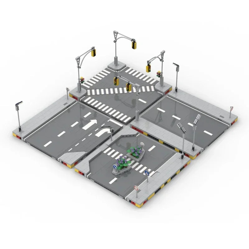 Stad Street View Model Moc Bouwstenen Urban Road Systeem Technologie Modulaire Blokken Geschenken Kerst Speelgoed DIY Sets Montage