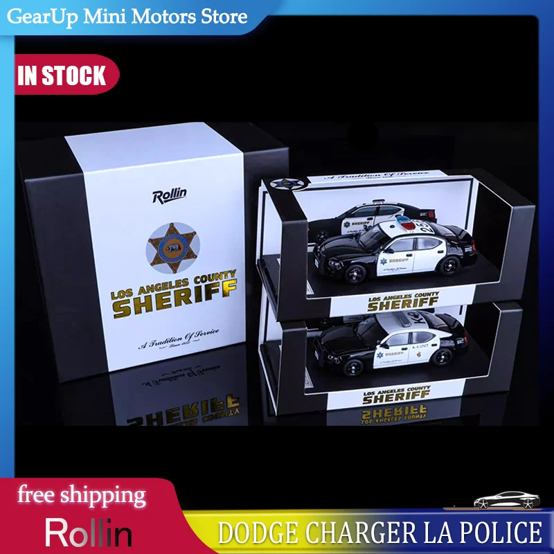 

New In Stock Rollin 1:64 Dodge Charger Los Angeles County Sheriff Alloy Miniature Diecast Model La Police Car Toys Kids Gift
