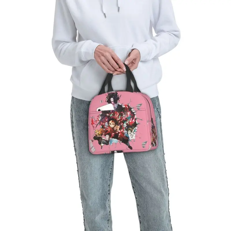 Custom Demones S-Slayer Insulated Lunch Bags for Work School Portable Cooler Thermal Lunch Box Women Children view 6