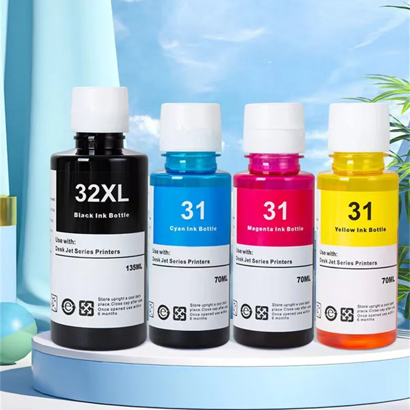 32XL 31 botellas de tinta compatibles con tinta de recarga 31 32XL, adecuadas para impresoras HP GT 5810 5820 5101 7001 551 651 455 457 450
