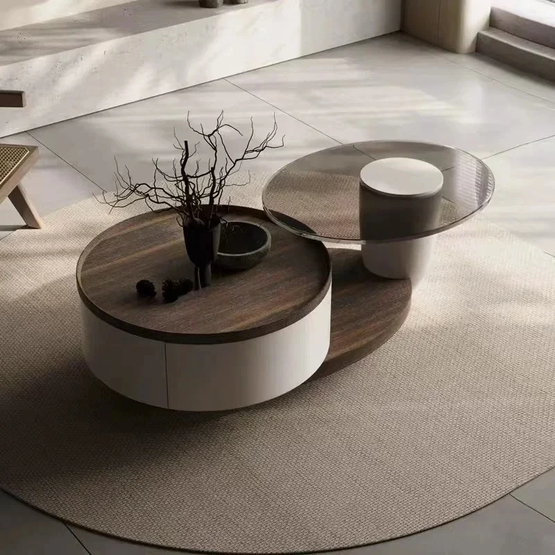 

Nordic Glamour Coffee Tables Wood Aesthetic Round Luxury Coffee Tables Modern Minimalist Basse De Salon Home Furniture