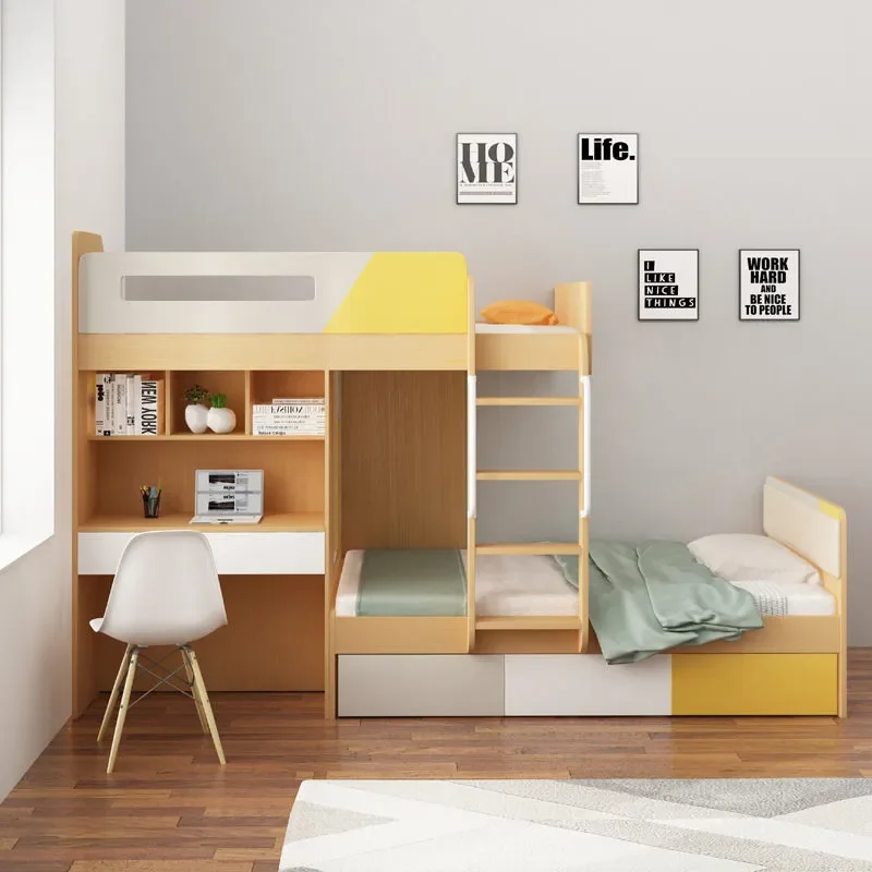 for Multifunctional Bunk Bed with Desk and Wardrobe Adult Upper Lower Dislocation High Low Bed for Mother and Child with