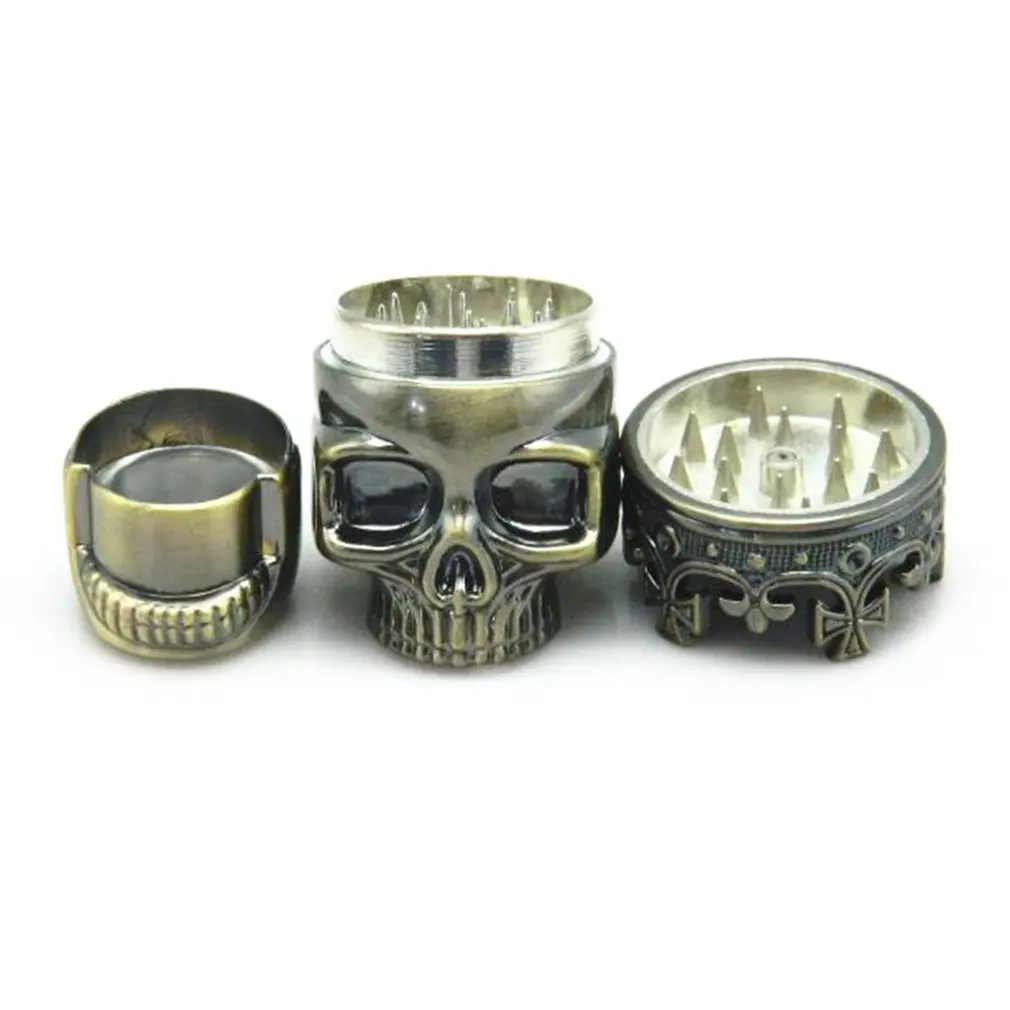 2024 New 3 Layers Men Skull Head Shape Grinder Portable Herb Tobacco Herb Spice Crusher Hookah Smoking Accessories