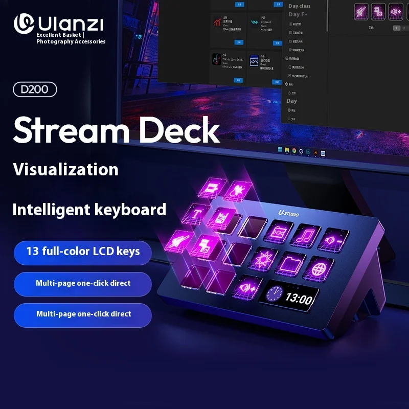 Ulanzi D200 Stream Deck Production Console Studio Controller For Gaming/Livestreaming/Content Creation Youtube Tiktok Custom