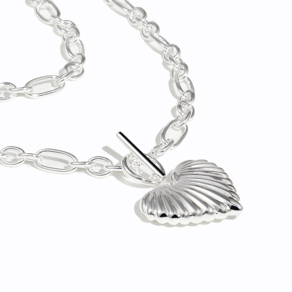 

Glossisland Youthful Women's Heart-Shaped Necklace OT Buckle Irregular Chain 925 Silver Plated Fashionable And Exquisite Jewelry
