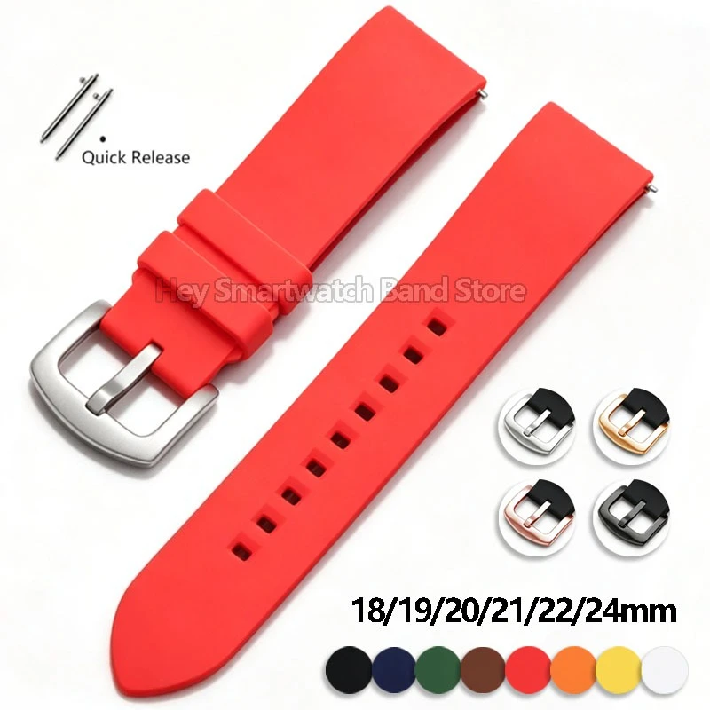 Quick Release Silicone Rubber Watch Strap 18/19/21/20mm 22mm 24mm Sport Watch Band Black Green Blue Orange Wrist Band Bracelet